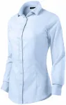 Bluzka damska z długim rękawem slim fit, jasny niebieski
