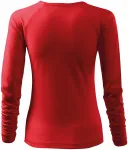 Damska dopasowana koszulka, dekolt w szpic, czerwony