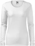 Damska dopasowana koszulka z długim rękawem, biały
