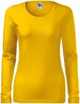 Damska dopasowana koszulka z długim rękawem, żółty