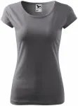 Koszulka damska z bardzo krótkimi rękawami, stalowa szarość