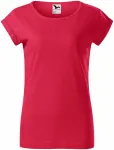 Koszulka damska z podwiniętymi rękawami, czerwony marmur