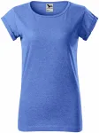 Koszulka damska z podwiniętymi rękawami, niebieski marmur