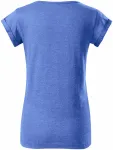 Koszulka damska z podwiniętymi rękawami, niebieski marmur