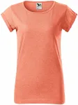 Koszulka damska z podwiniętymi rękawami, pomarańczowy marmur