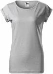 Koszulka damska z podwiniętymi rękawami, srebrny marmur