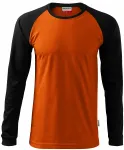Męska koszulka kontrastowa z długim rękawem, pomarańczowy