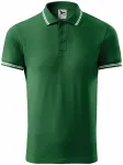 Męska koszulka polo w kontrastowym kolorze, butelkowa zieleń