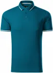 Męska koszulka polo z kontrastowymi detalami, petrol blue