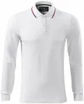 Męska koszulka polo z kontrastowymi długimi rękawami, biały