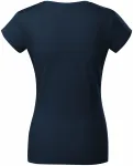 T-shirt damski slim fit z dekoltem w szpic, ciemny niebieski