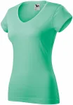 T-shirt damski slim fit z dekoltem w szpic, mennica