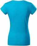 T-shirt damski slim fit z dekoltem w szpic, turkus
