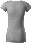T-shirt damski slim fit z okrągłym dekoltem, ciemnoszary marmur