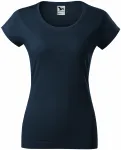 T-shirt damski slim fit z okrągłym dekoltem, ciemny niebieski
