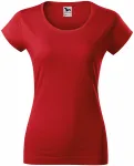 T-shirt damski slim fit z okrągłym dekoltem, czerwony