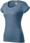 T-shirt damski slim fit z okrągłym dekoltem, denim