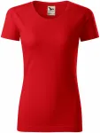 T-shirt damski, teksturowana bawełna organiczna, czerwony