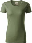 T-shirt damski, teksturowana bawełna organiczna, khaki