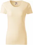 T-shirt damski, teksturowana bawełna organiczna, migdałowy