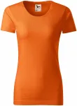 T-shirt damski, teksturowana bawełna organiczna, pomarańczowy
